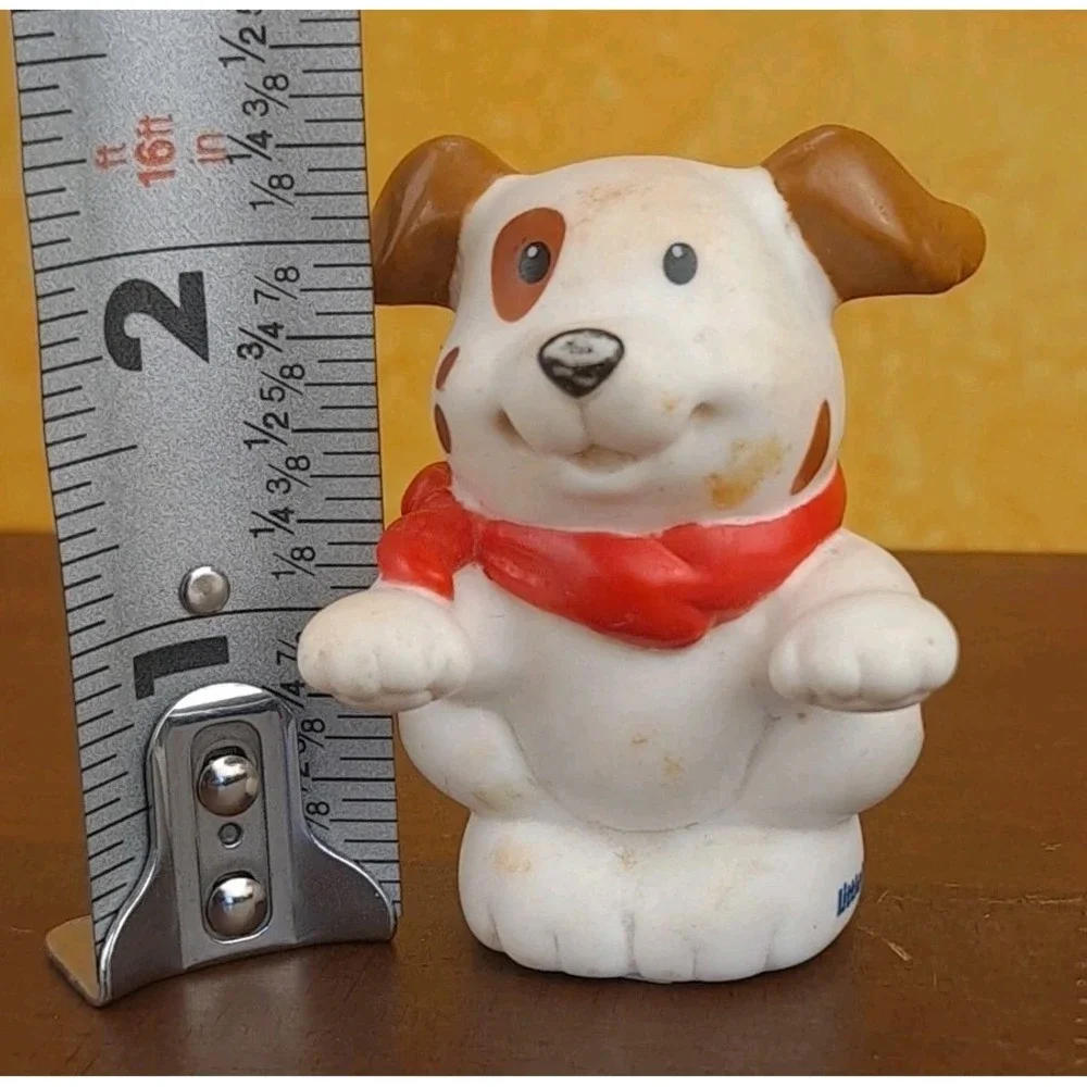 Fisher Price Little People White Dog W/Brown Spots , Red Bandana 2007